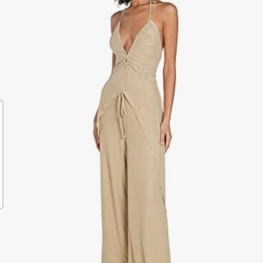 Bar III Beige Halter Jumpsuit